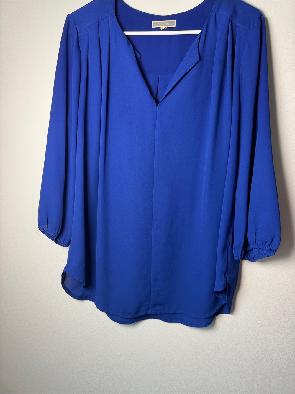 Pleione Cobalt Blue V-Neck Long Sleeve Blouse